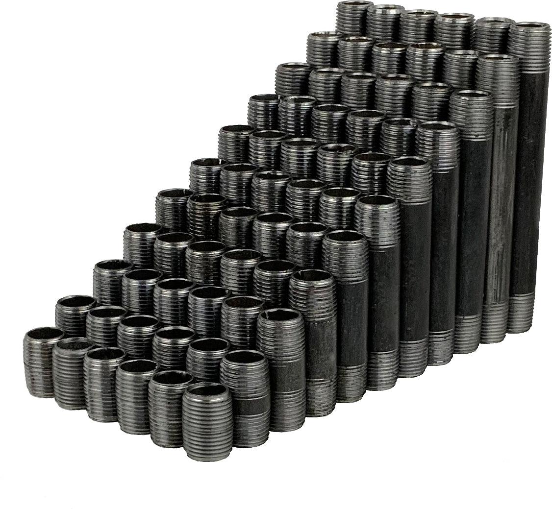 thumbnail image 2 of 6-Pack Black Steel Pipe Nipples – 3/8 Inch Close Nipples, Malleable Iron Fittings 2 of 6