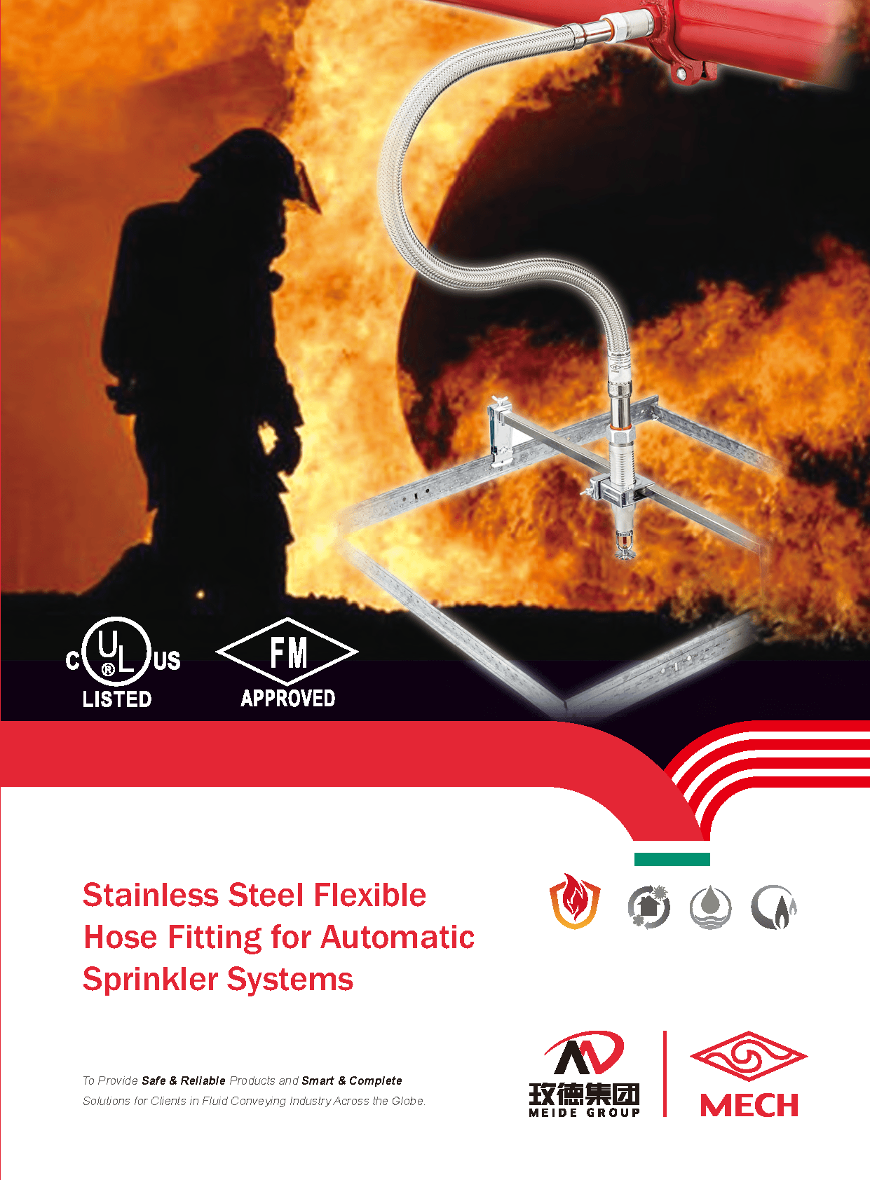 1/2’’ FLEXIBLE HOSE FITTING for Automatic Fire Sprinkler Systems Braided Stainless Steel - Fire Sprinkler Systems