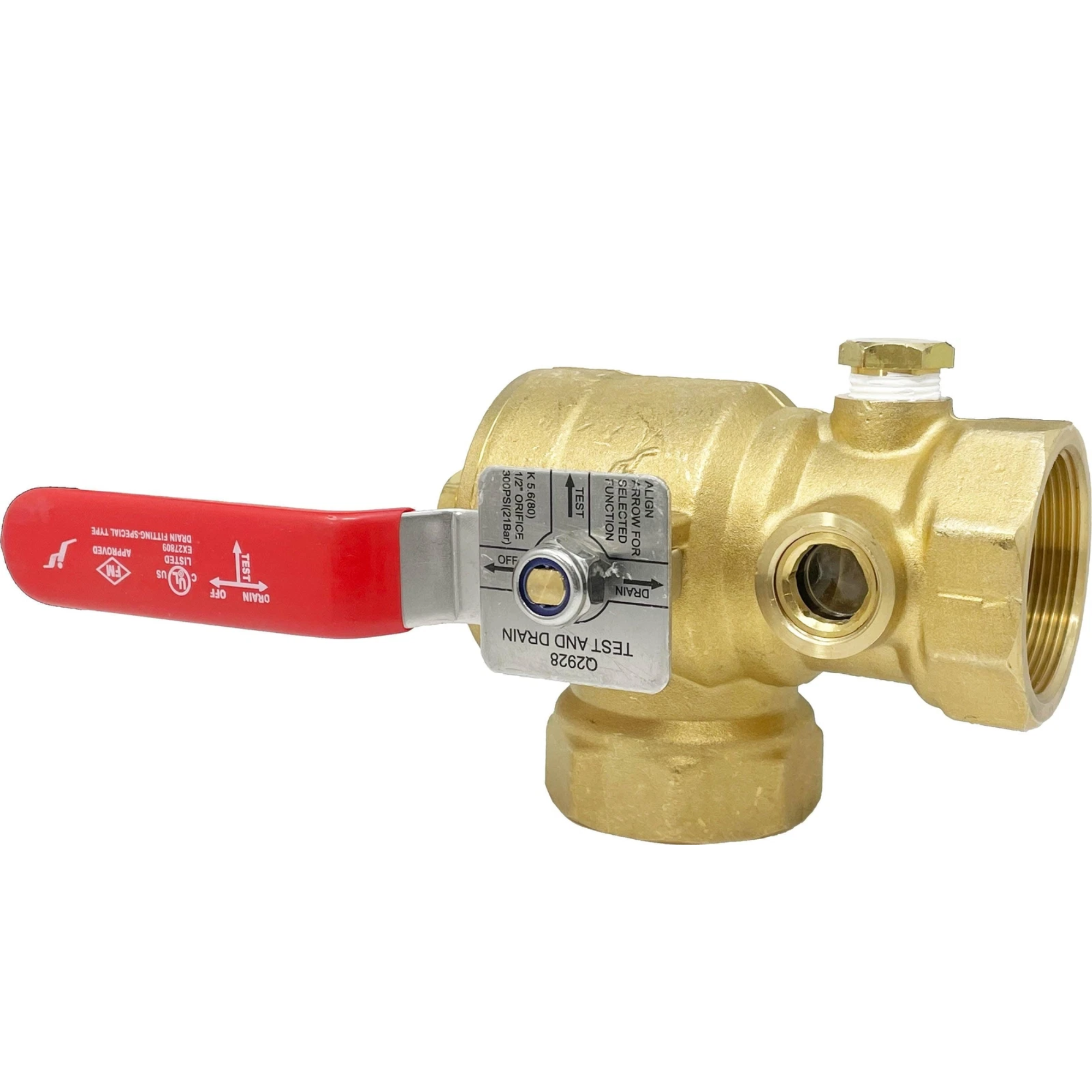 TEST AND DRAIN VALVE, Angle, Brass (Lead Free), UL/FM