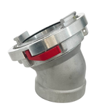 5" Storz Type Connection x 4" FNPT thread with 30 degree elbow