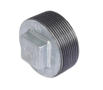 Galvanized NPT Plug (Square Head, Male NPT) – Class 150 Malleable Iron