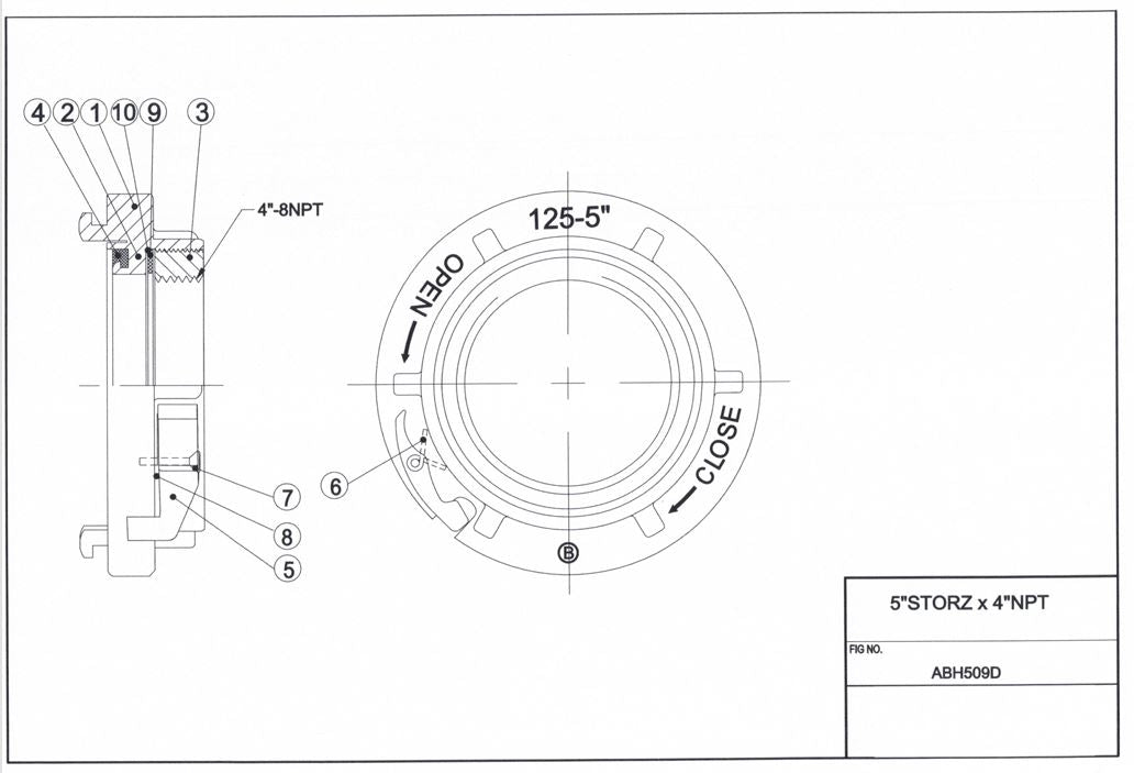 5" Storz Type Connection x 4" FNPT thread